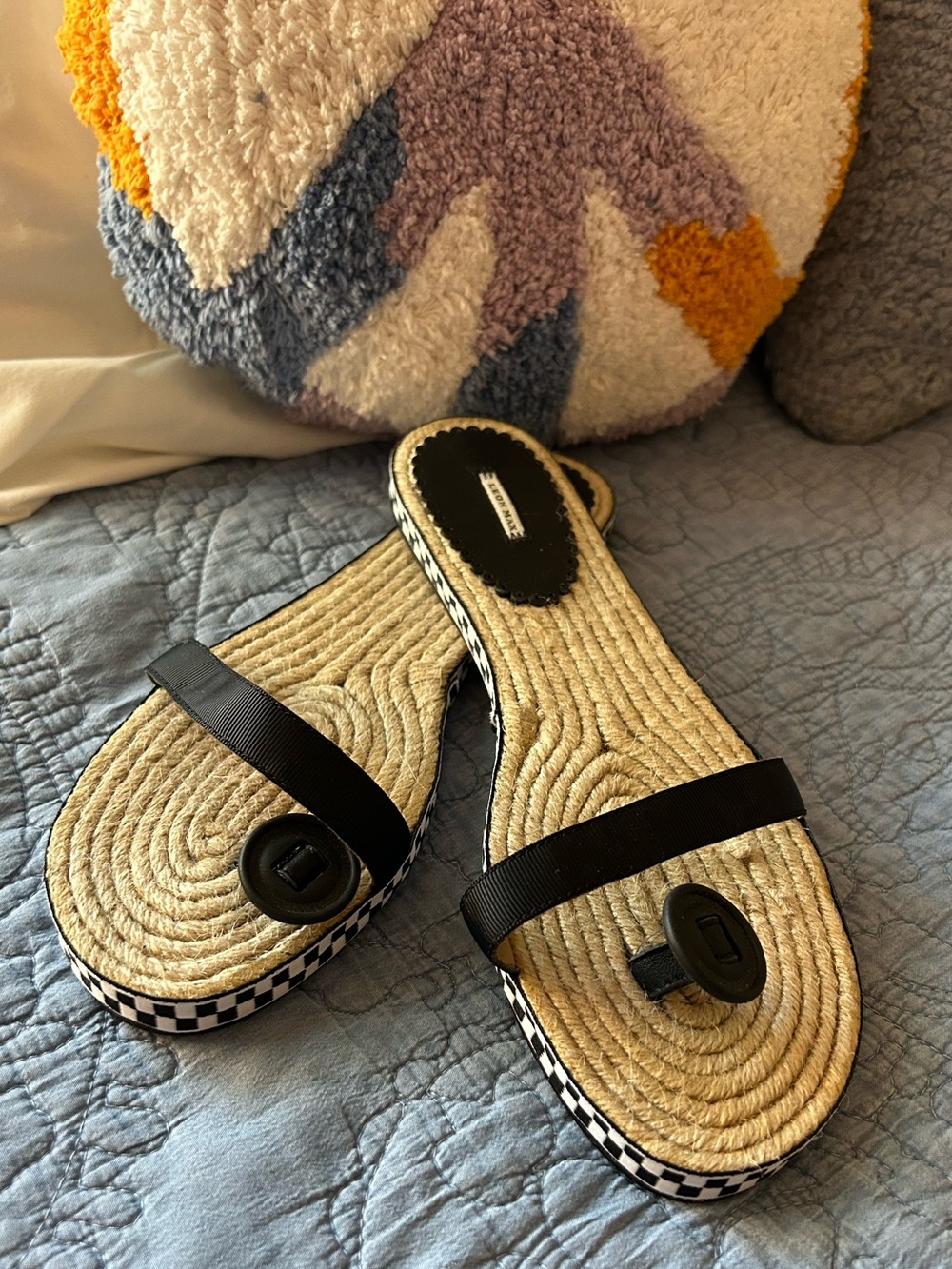 ☀️ LATE SUMMER SALE! ☀️ Leon Max Espadrille Sandals w Black & White Checks